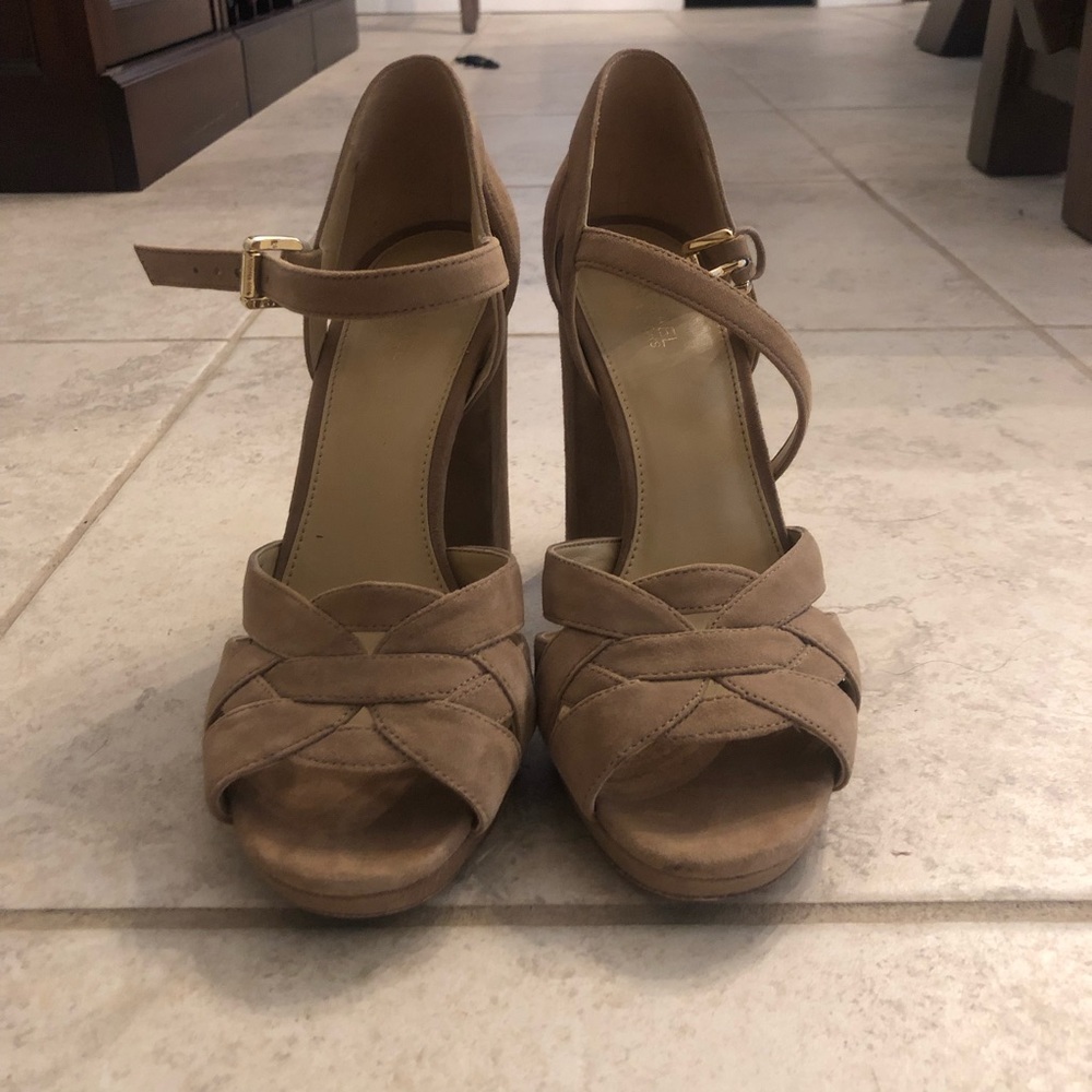 Michael Kors Block Heel Platform Suede Sandal